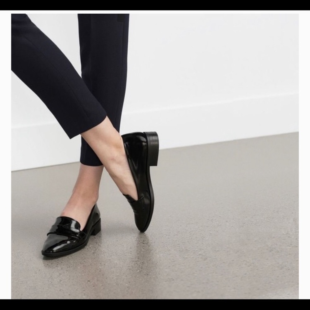On Hold - Zara Black Patent Leather Penny Loafers
